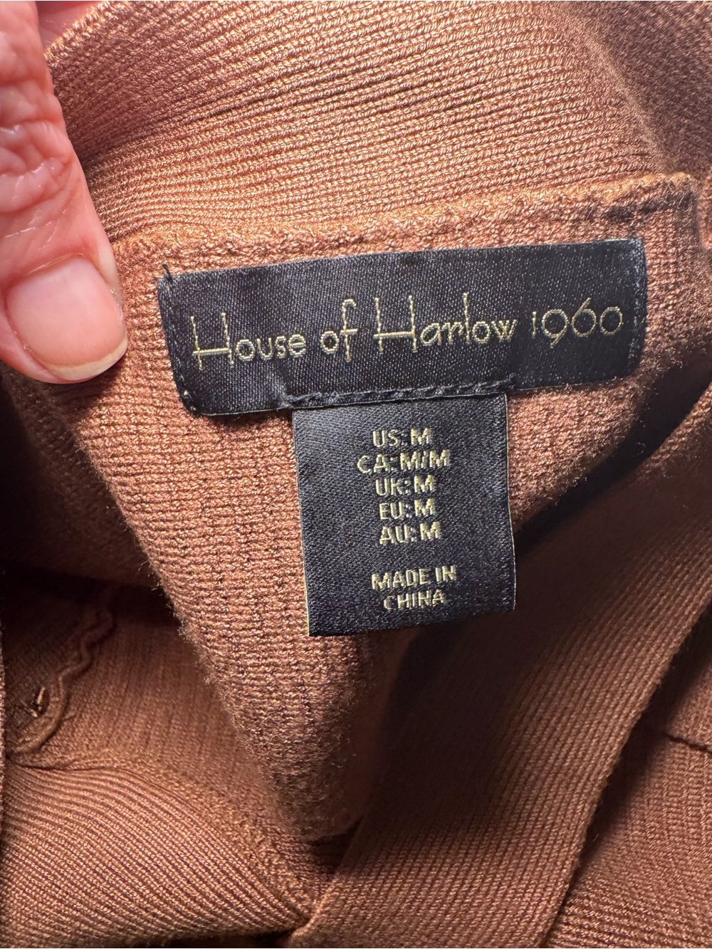 House of Harlow 1960 Brown Ribbed Cross Back Crop Top Medium - Picture 5 of 5